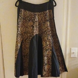 Vintage Black and Tan Floral Women's Skirt